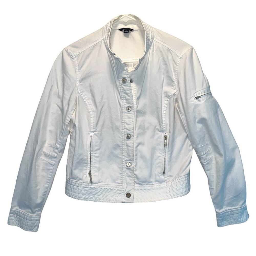 Tommy Hilfiger Vintage Moto White Denim Jean Jacket size 6